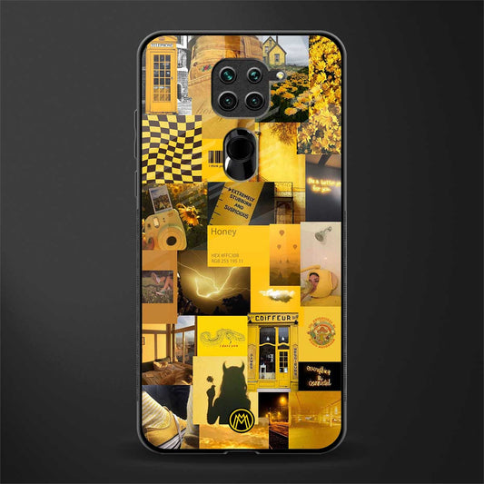 black yellow aesthetic collage glass case for redmi note 9 image