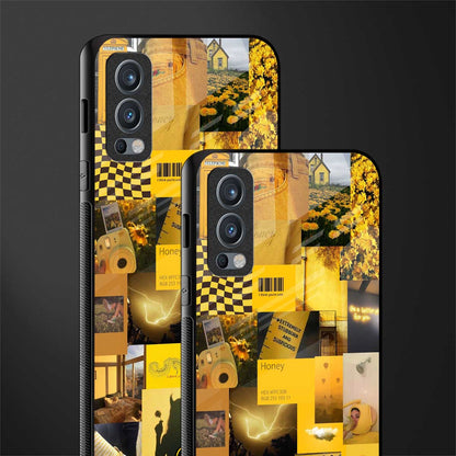 black yellow aesthetic collage glass case for oneplus nord 2 5g image-2