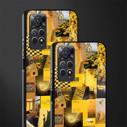 black yellow aesthetic collage glass case for redmi note 11s image-2