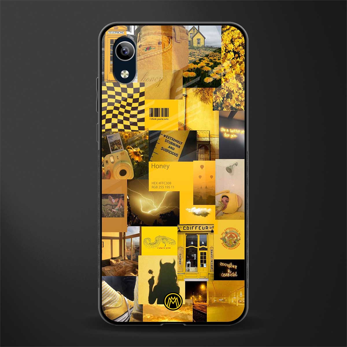 black yellow aesthetic collage glass case for vivo y91i image