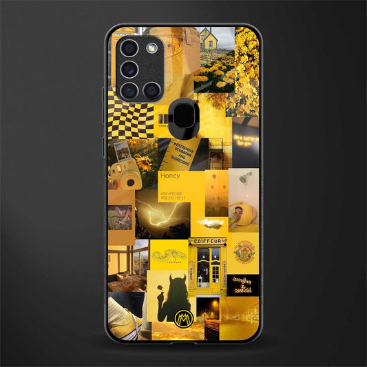 black yellow aesthetic collage glass case for samsung galaxy a21s image