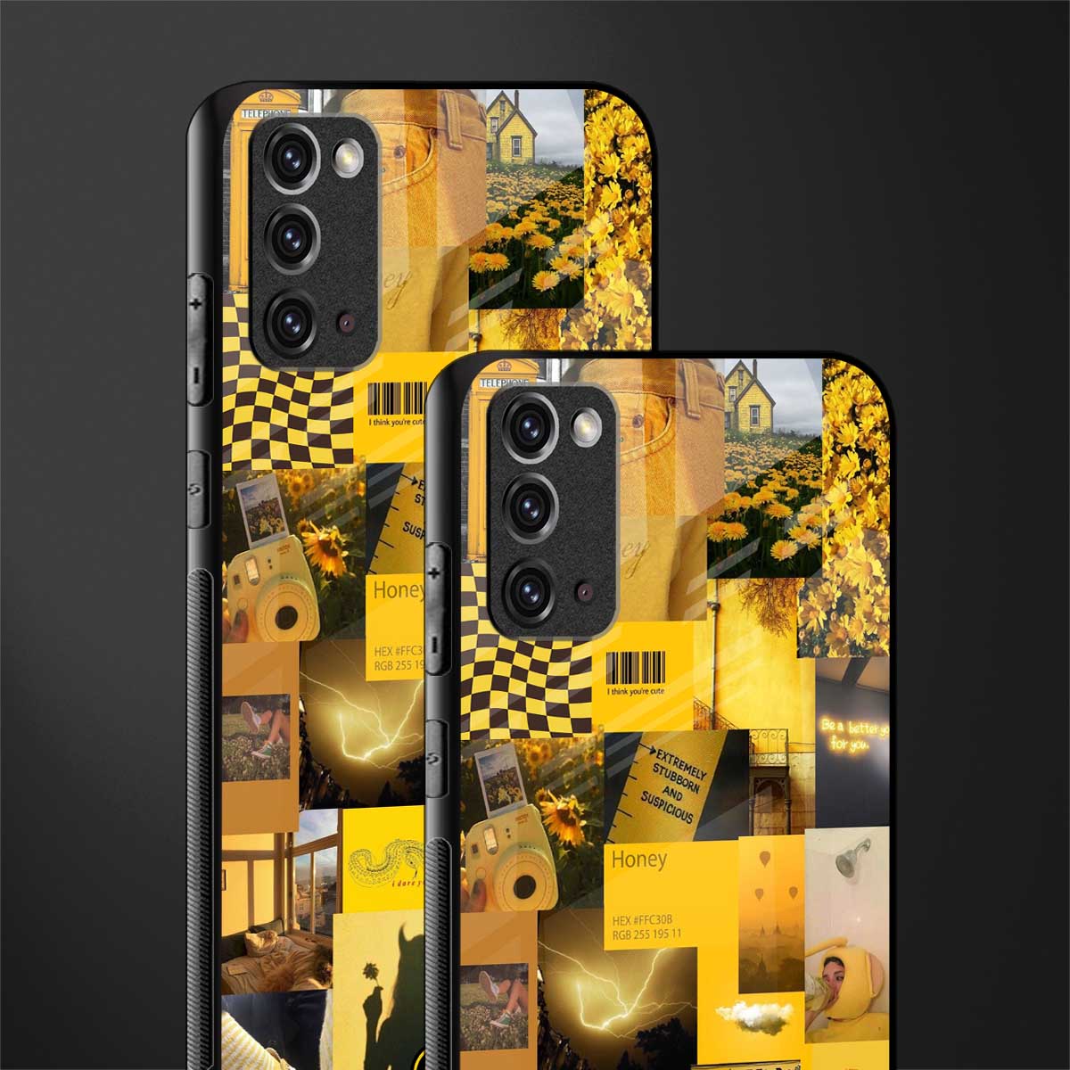black yellow aesthetic collage glass case for samsung galaxy note 20 image-2
