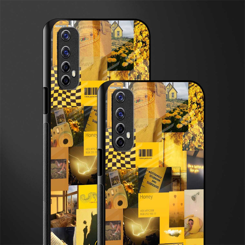 black yellow aesthetic collage glass case for realme 7 image-2