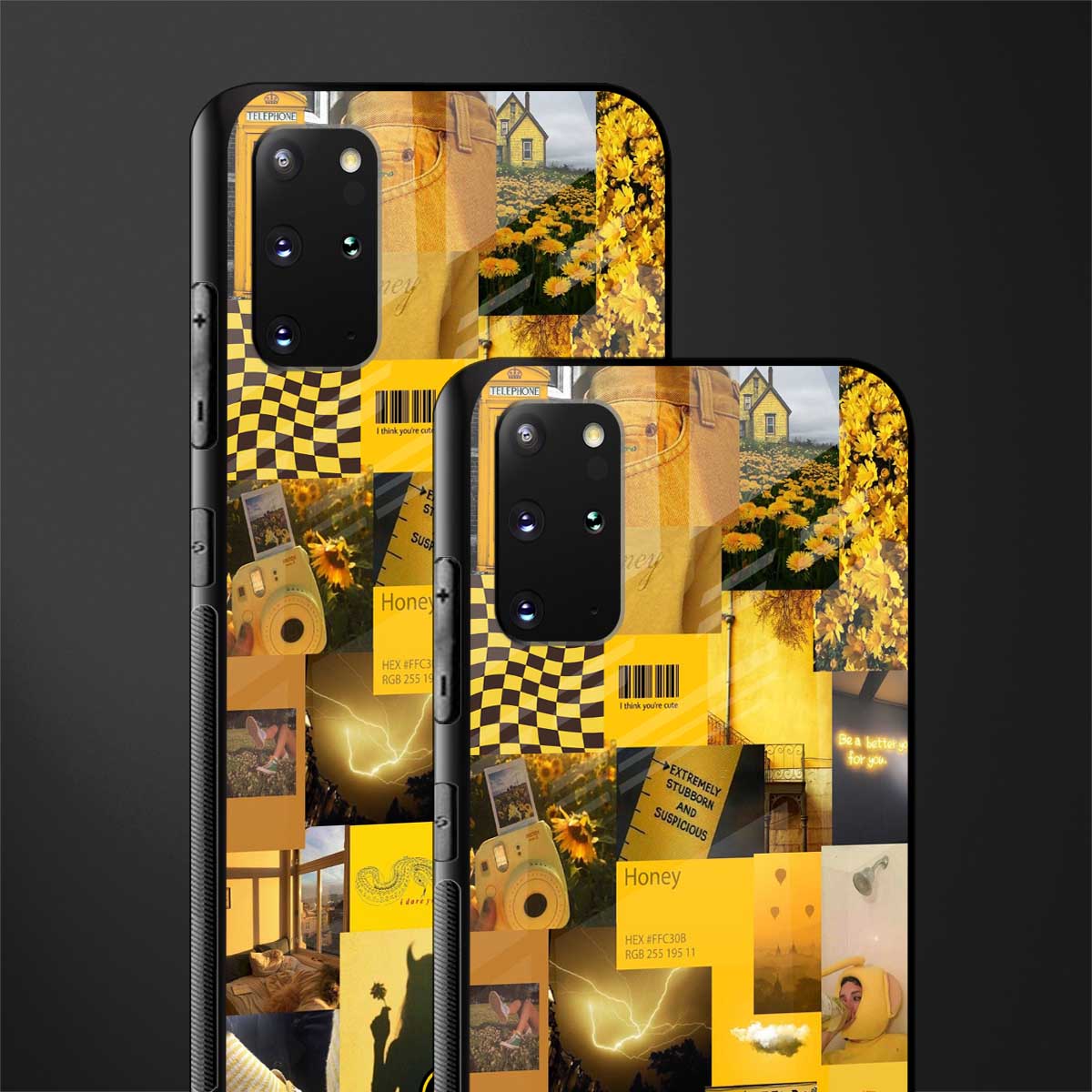 black yellow aesthetic collage glass case for samsung galaxy s20 plus image-2
