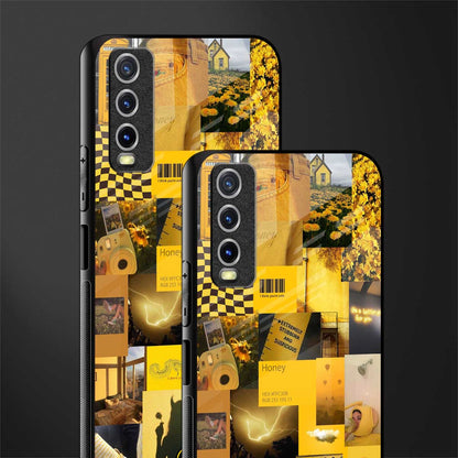 black yellow aesthetic collage glass case for vivo y20 image-2