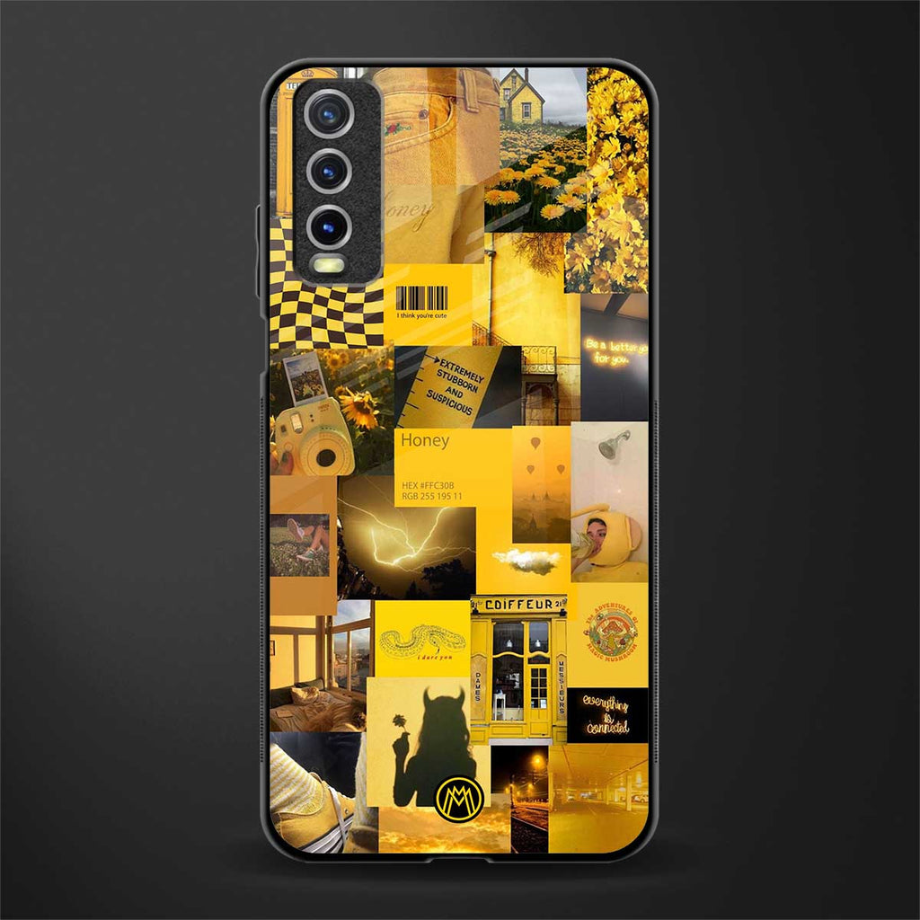black yellow aesthetic collage glass case for vivo y20i vivo y20t image