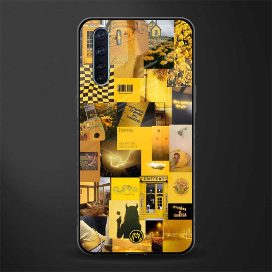 black yellow aesthetic collage glass case for oppo f15 image