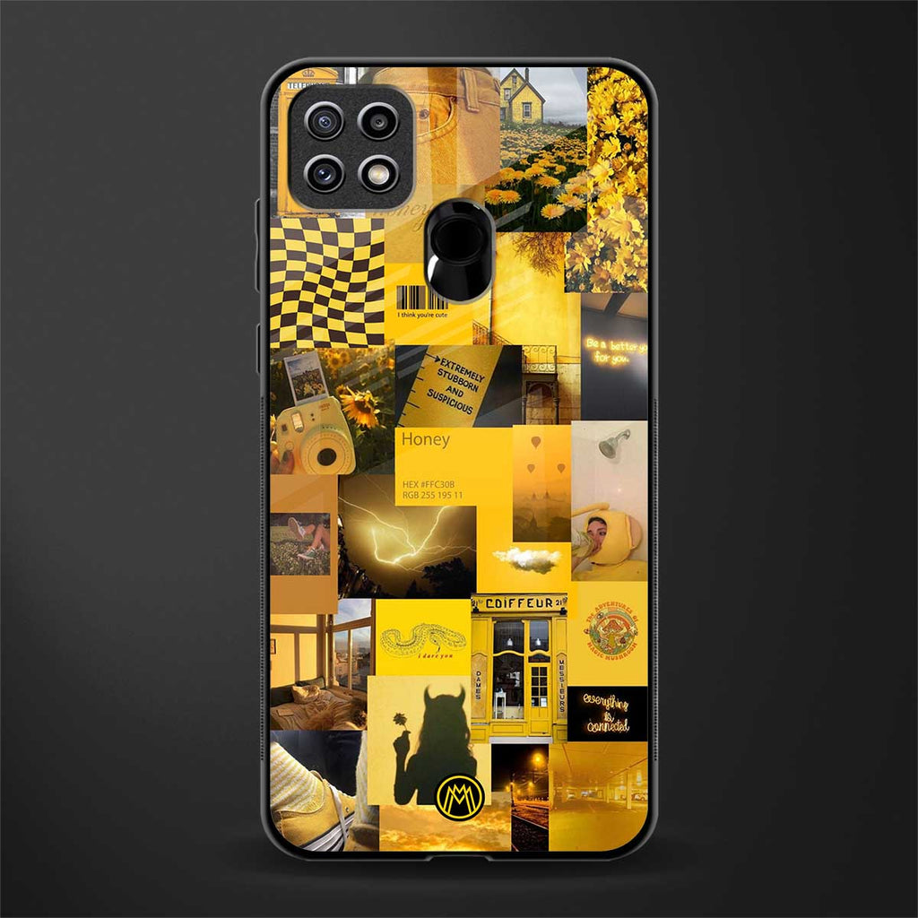 black yellow aesthetic collage glass case for oppo a15 image