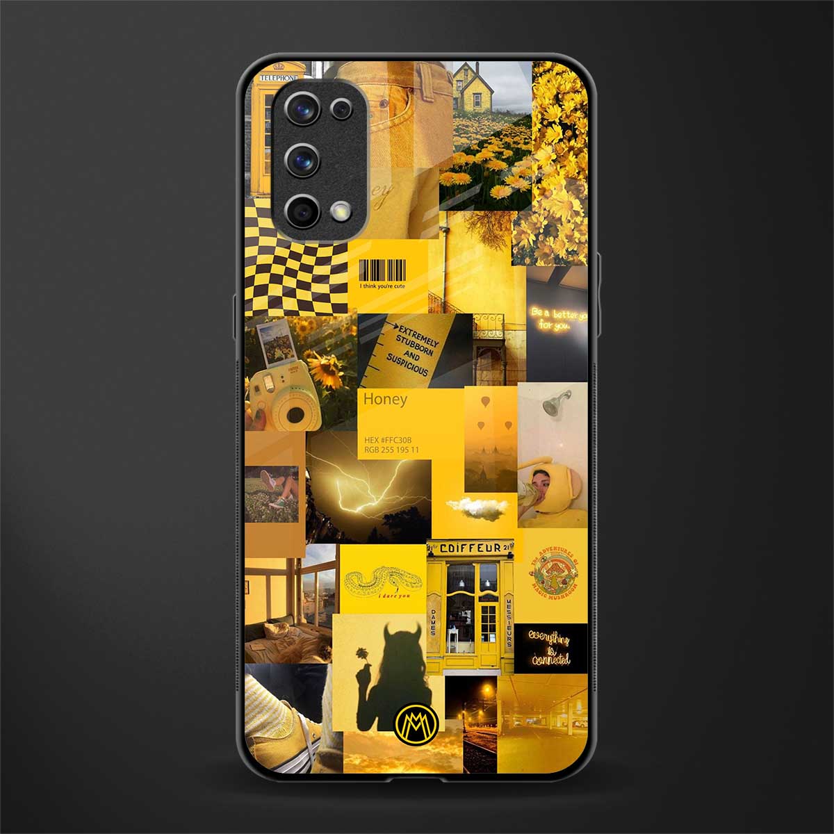 black yellow aesthetic collage glass case for realme 7 pro image