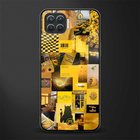 black yellow aesthetic collage glass case for oppo f17 image