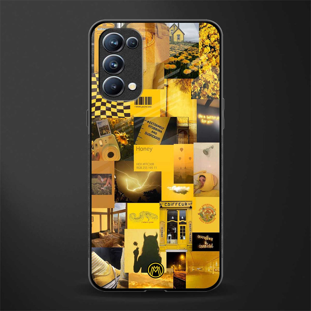 black yellow aesthetic collage glass case for oppo reno 5 pro image