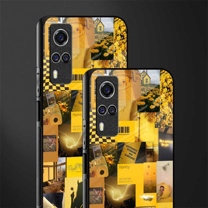black yellow aesthetic collage glass case for vivo y51a image-2