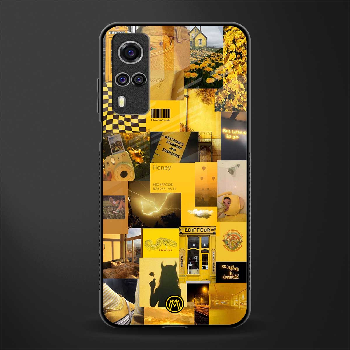 black yellow aesthetic collage glass case for vivo y51a image