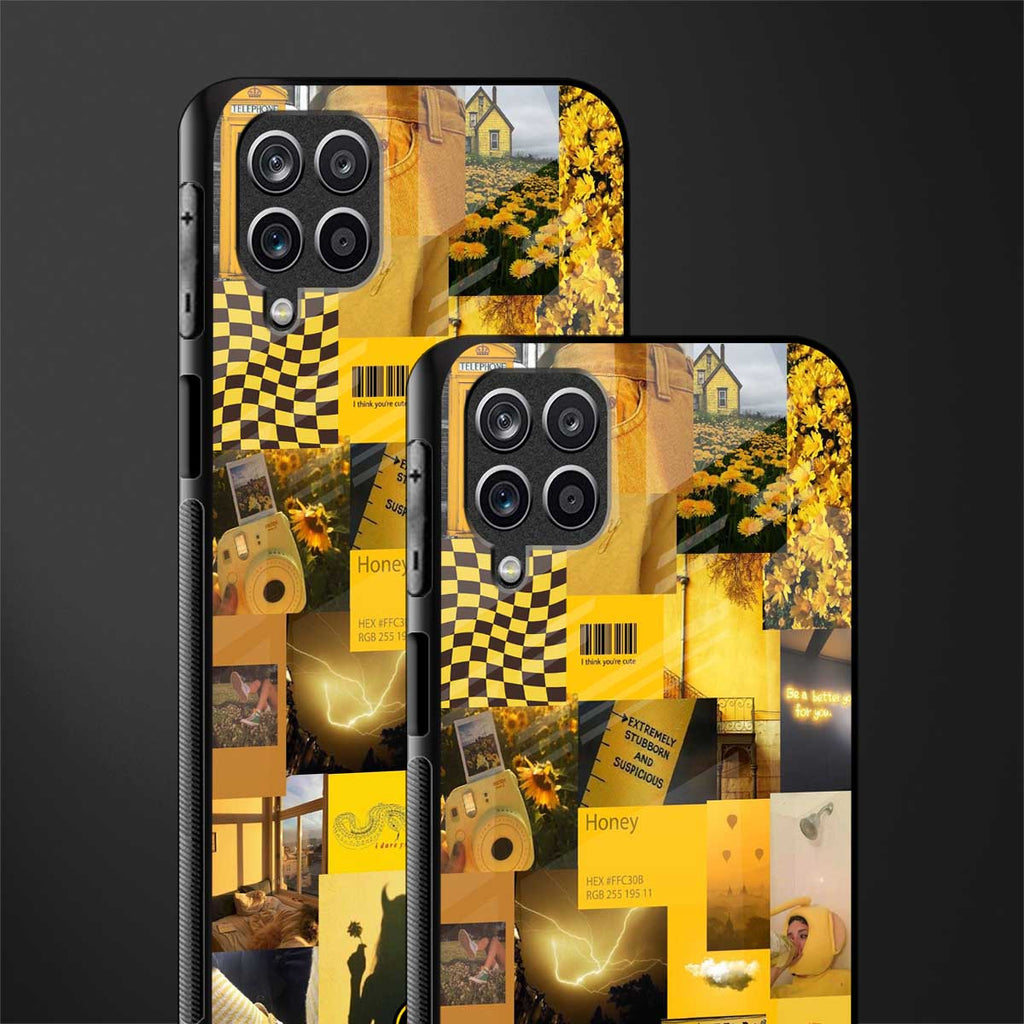 black yellow aesthetic collage glass case for samsung galaxy a12 image-2