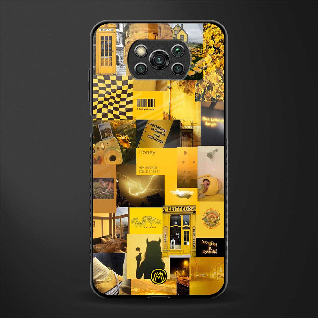 black yellow aesthetic collage glass case for poco x3 pro image