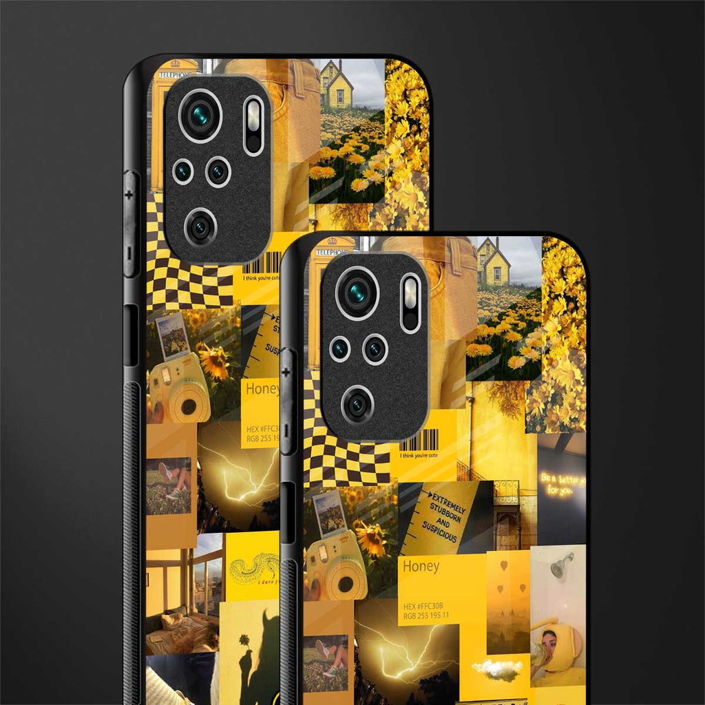 black yellow aesthetic collage glass case for redmi note 10s image-2