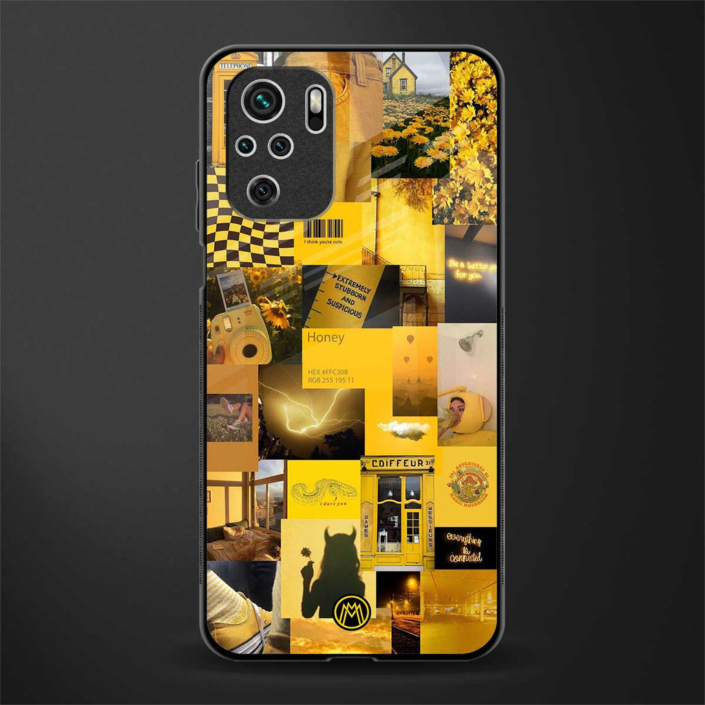black yellow aesthetic collage glass case for redmi note 10s image