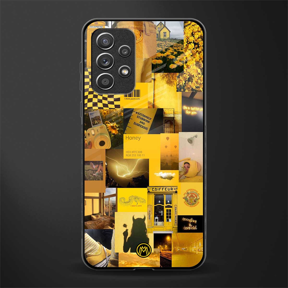 black yellow aesthetic collage glass case for samsung galaxy a52 image