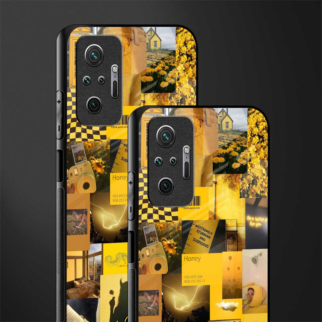 black yellow aesthetic collage glass case for redmi note 10 pro max image-2