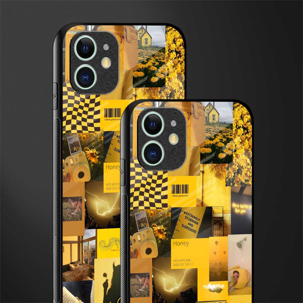 black yellow aesthetic collage glass case for iphone 11 image-2