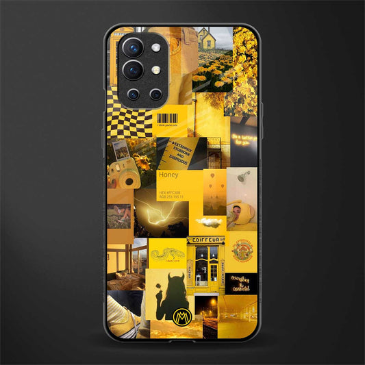 black yellow aesthetic collage glass case for oneplus 9r image
