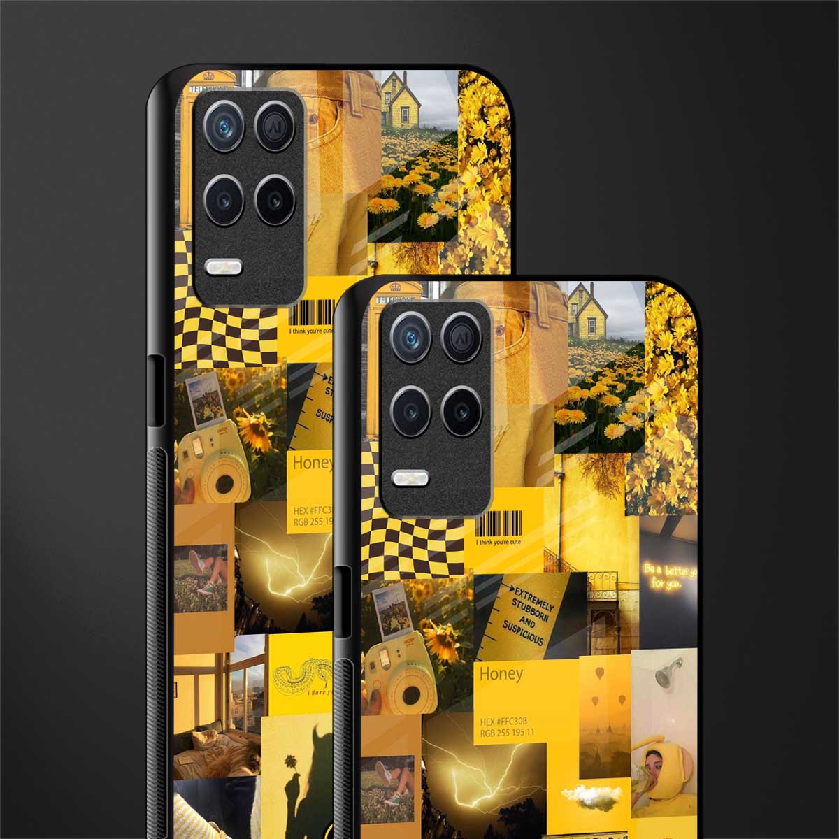 black yellow aesthetic collage glass case for realme 8 5g image-2