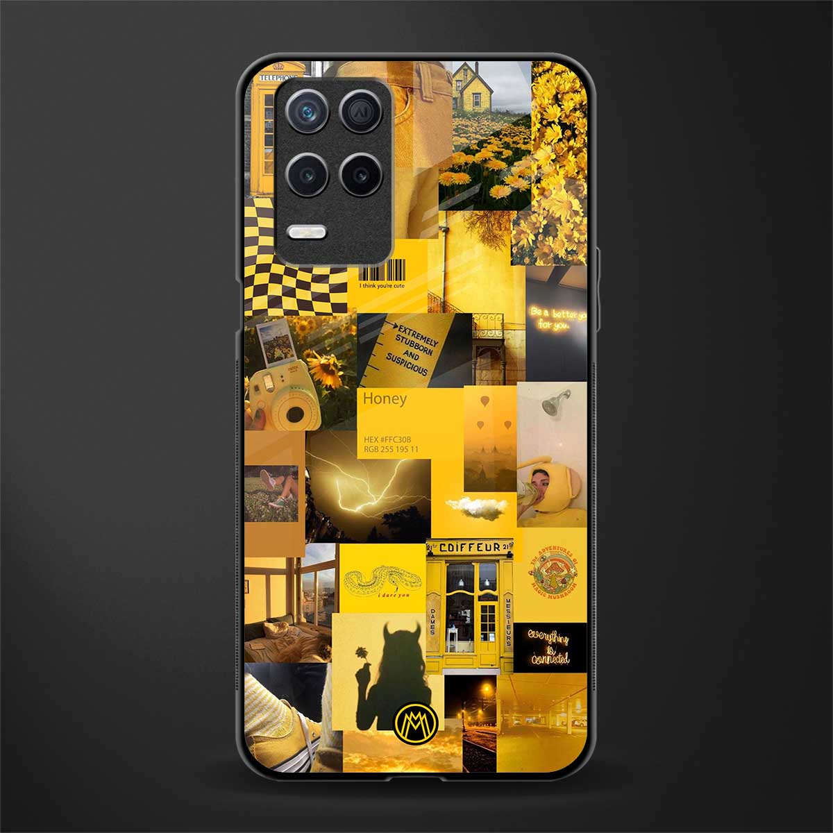 black yellow aesthetic collage glass case for realme 8 5g image