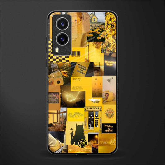 black yellow aesthetic collage glass case for vivo v21e 5g image