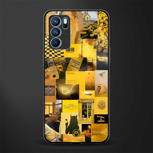 black yellow aesthetic collage glass case for oppo reno6 5g image