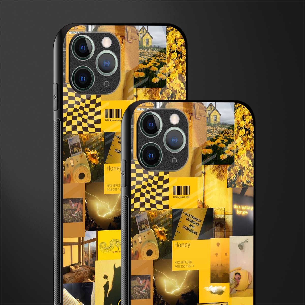 black yellow aesthetic collage glass case for iphone 11 pro image-2