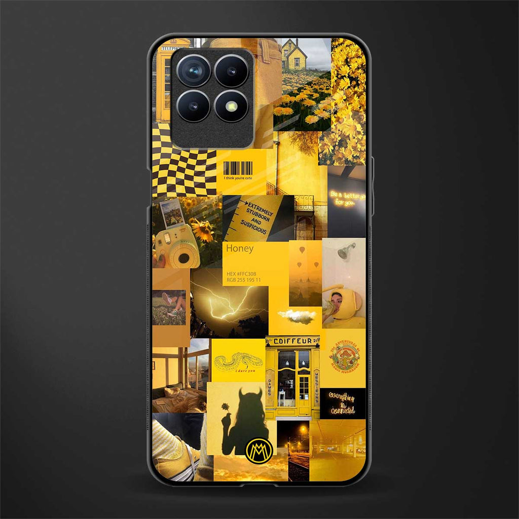 black yellow aesthetic collage glass case for realme 8i image