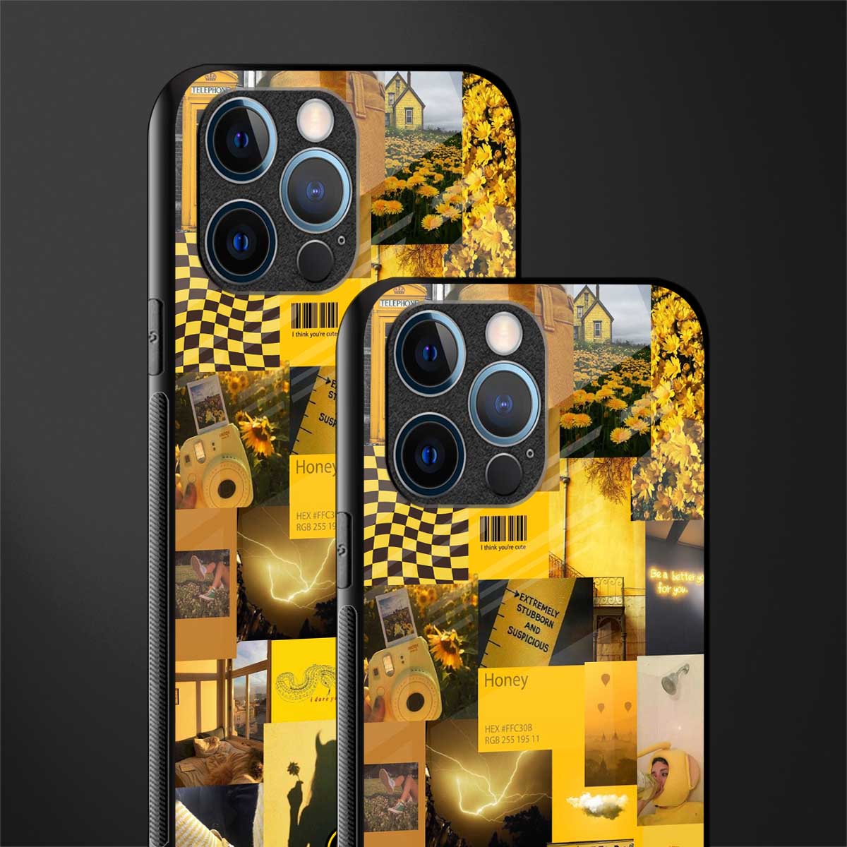 black yellow aesthetic collage glass case for iphone 12 pro image-2