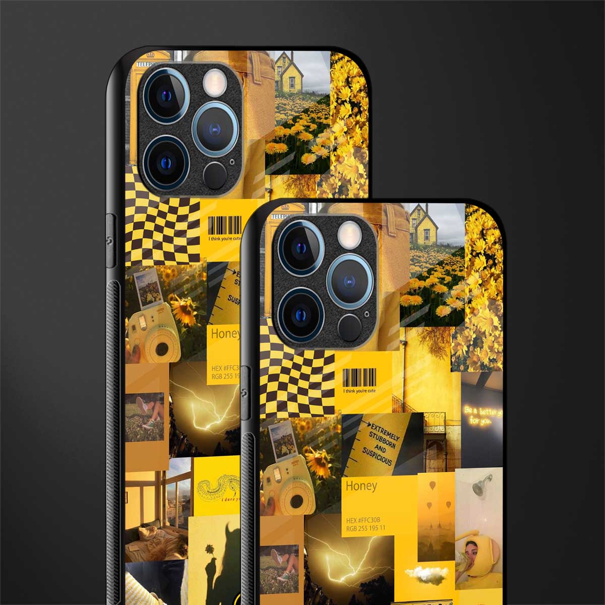 black yellow aesthetic collage glass case for iphone 12 pro max image-2