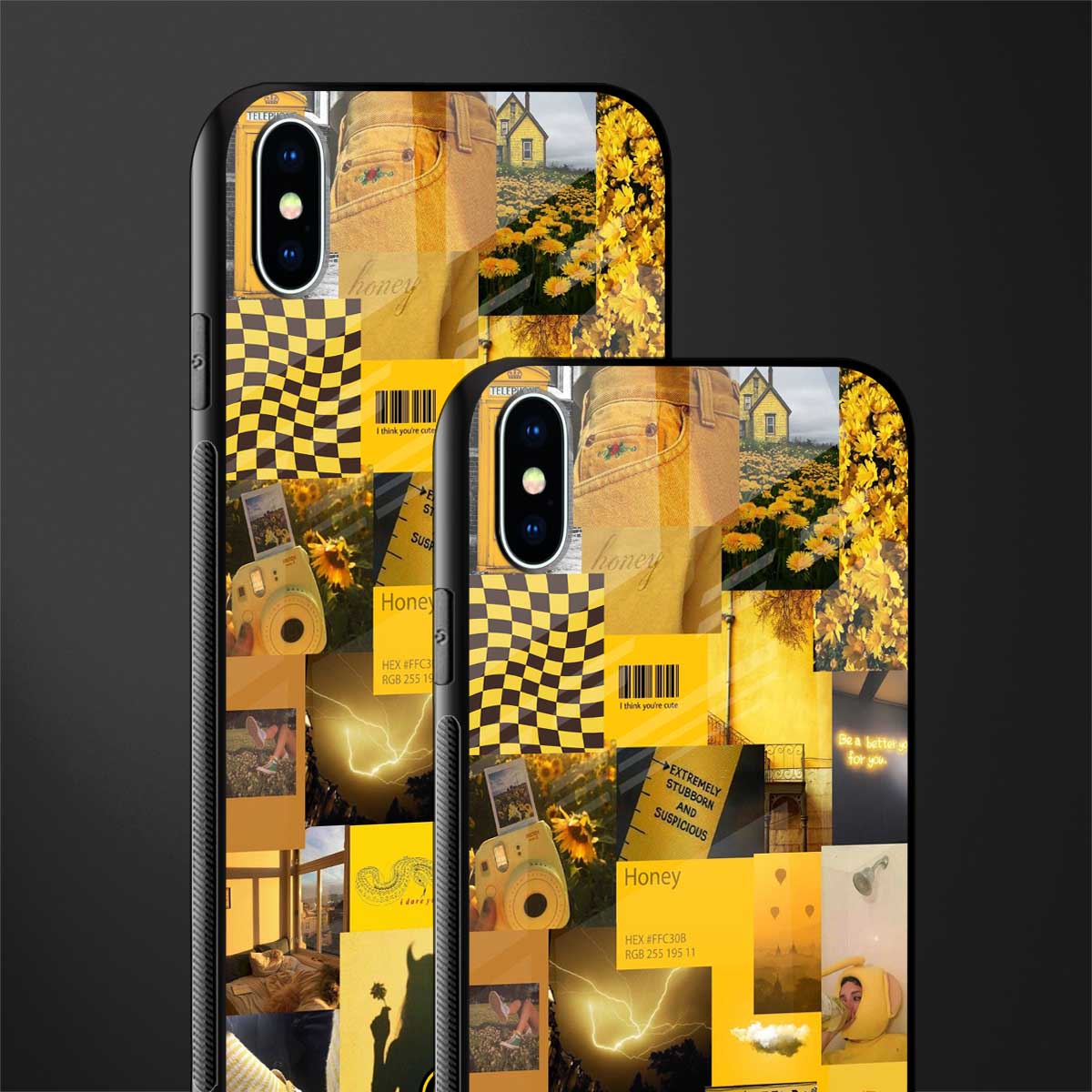 black yellow aesthetic collage glass case for iphone xs max image-2