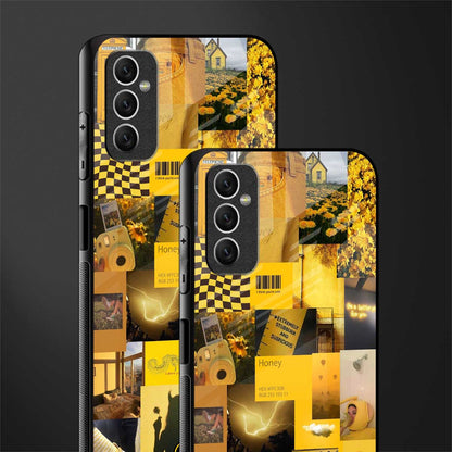 black yellow aesthetic collage glass case for samsung galaxy m52 5g image-2
