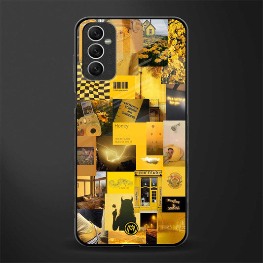 black yellow aesthetic collage glass case for samsung galaxy m52 5g image