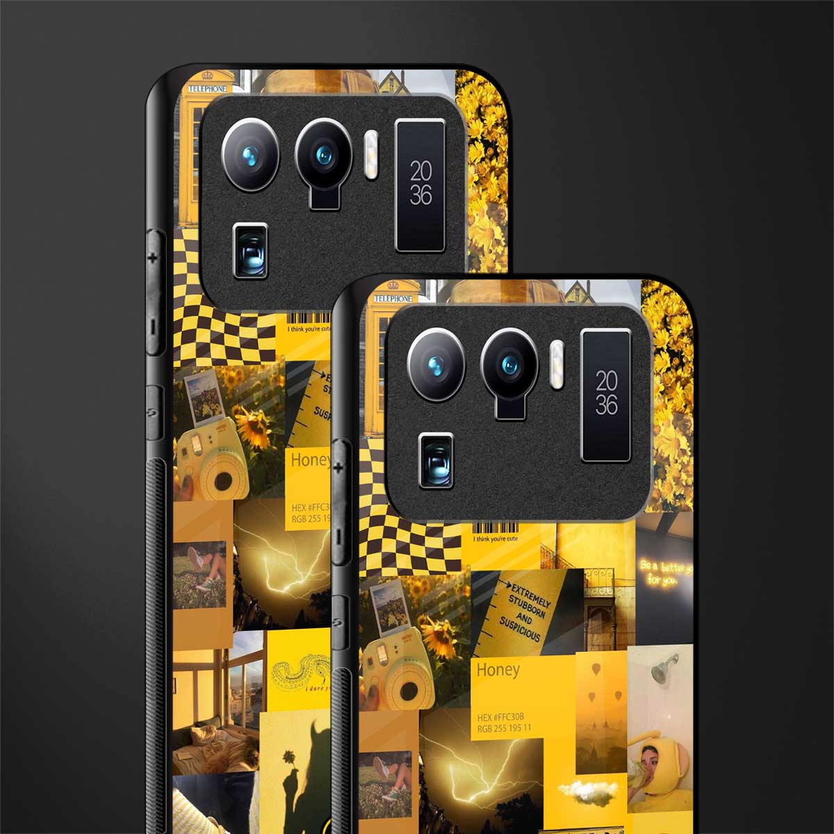 black yellow aesthetic collage glass case for mi 11 ultra 5g image-2