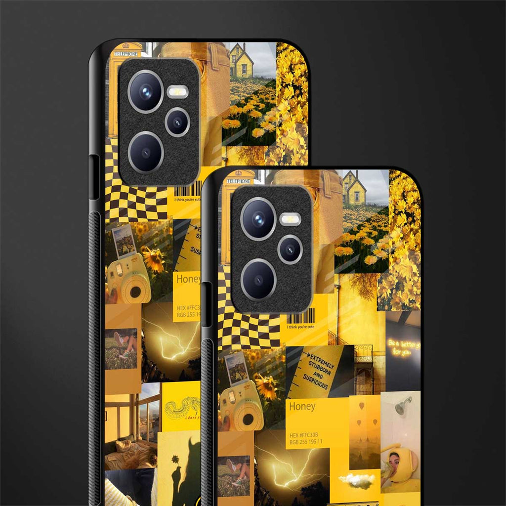 black yellow aesthetic collage glass case for realme c35 image-2