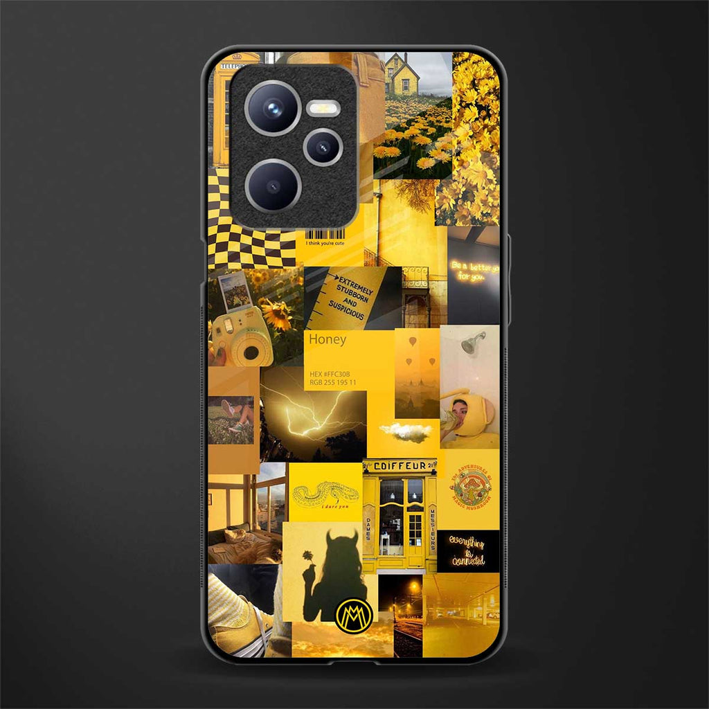 black yellow aesthetic collage glass case for realme c35 image