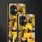 black yellow aesthetic collage back phone cover | glass case for oppo f21 pro 5g
