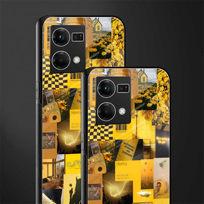 black yellow aesthetic collage back phone cover | glass case for oppo f21 pro 4g