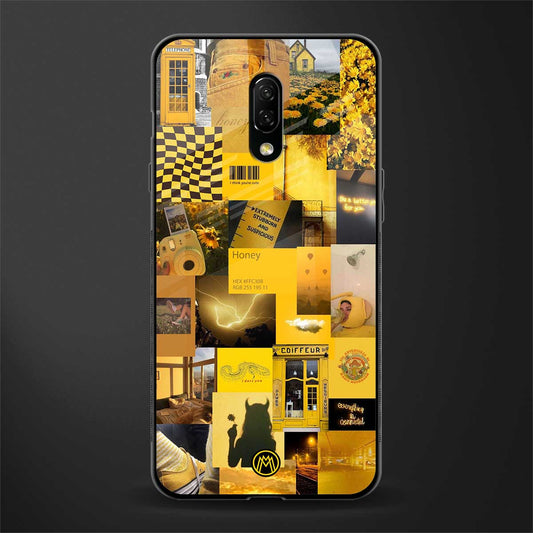 black yellow aesthetic collage glass case for oneplus 7 image