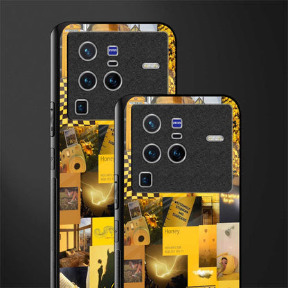 black yellow aesthetic collage glass case for vivo x80 pro 5g image-2