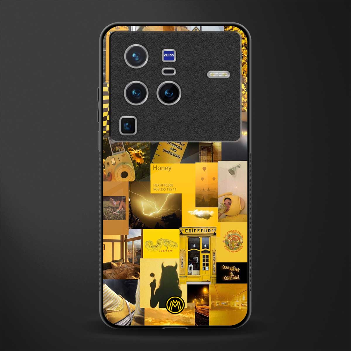 black yellow aesthetic collage glass case for vivo x80 pro 5g image