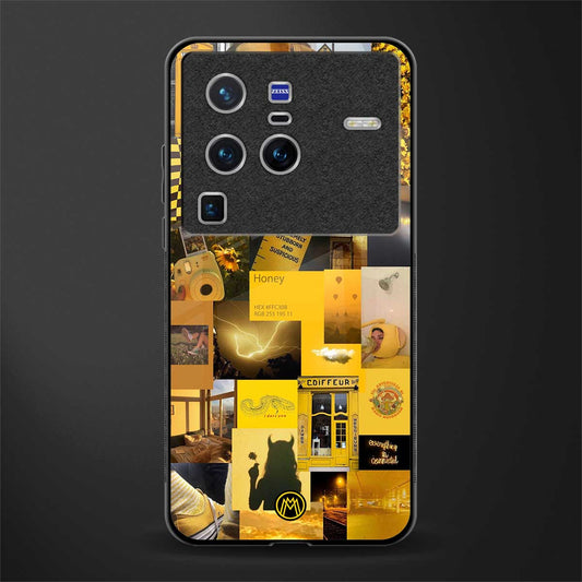 black yellow aesthetic collage glass case for vivo x80 pro 5g image