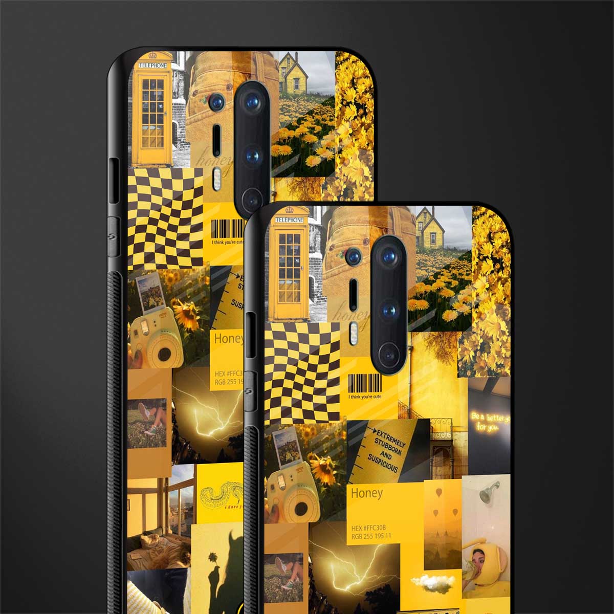 black yellow aesthetic collage glass case for oneplus 8 pro image-2