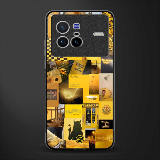 black yellow aesthetic collage glass case for vivo x80 image
