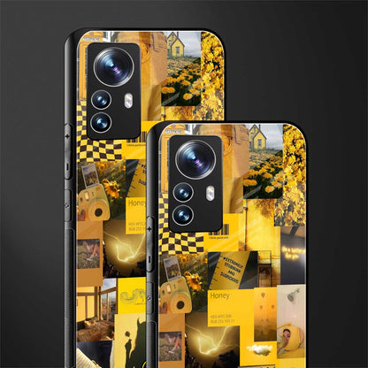 black yellow aesthetic collage back phone cover | glass case for xiaomi 12 pro