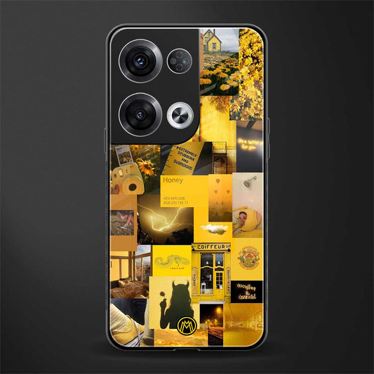 black yellow aesthetic collage back phone cover | glass case for oppo reno 8 pro