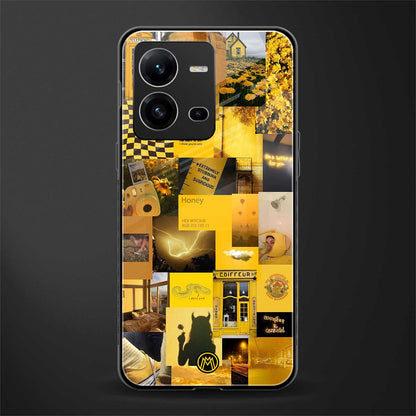black yellow aesthetic collage back phone cover | glass case for vivo v25-5g